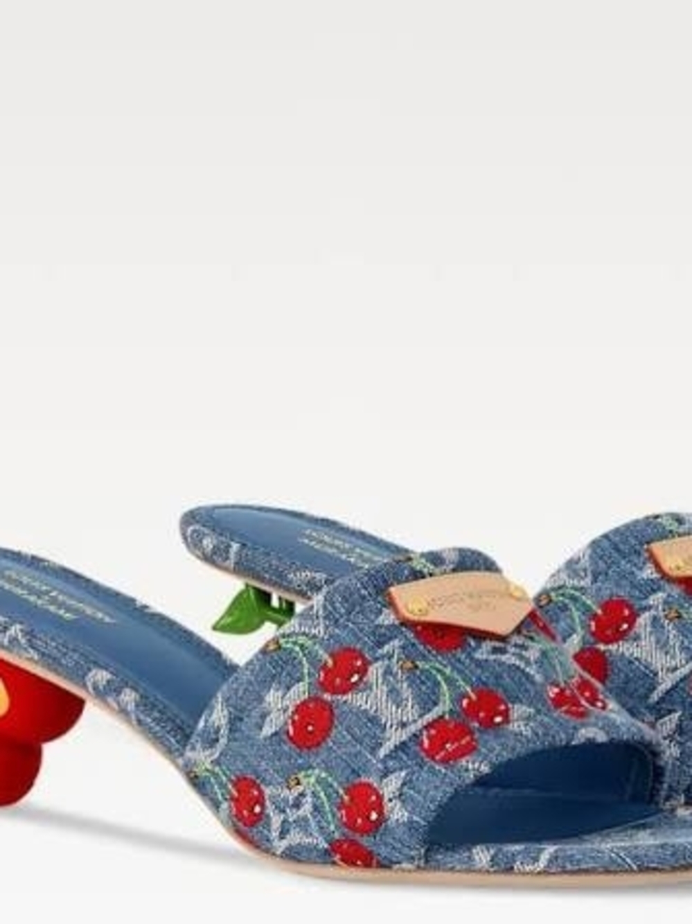 Louis Vuitton x Takashi Murakami Cherry Monogram Denim Lily Mules Slides